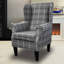 Grey Tartan Wingback Armchair