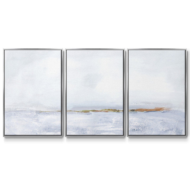 Polar Divide II - Toile encadrée multi-pièces, H 36 po x l 75 po, Encadrement argenté
