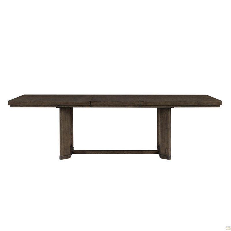 Dark Oak Trestle Dining Table with Leaf