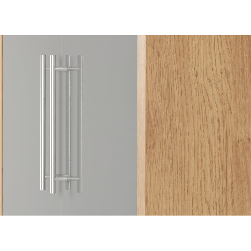 Louisa 2 Door Wardrobe, Light Oak Veneer/Grey High Gloss