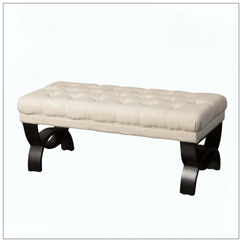 Banc de rangement avec repose-pieds avec pieds en bois massif pour le salon de la chambre à coucher, Beige clair