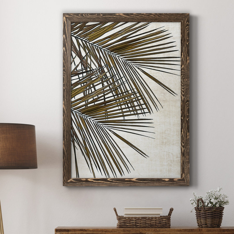 Palmier I - cadre photo, impression sur toile, H 31,5 po x l 23,5 po x P 1,5 po, Toile avec cadre noyer