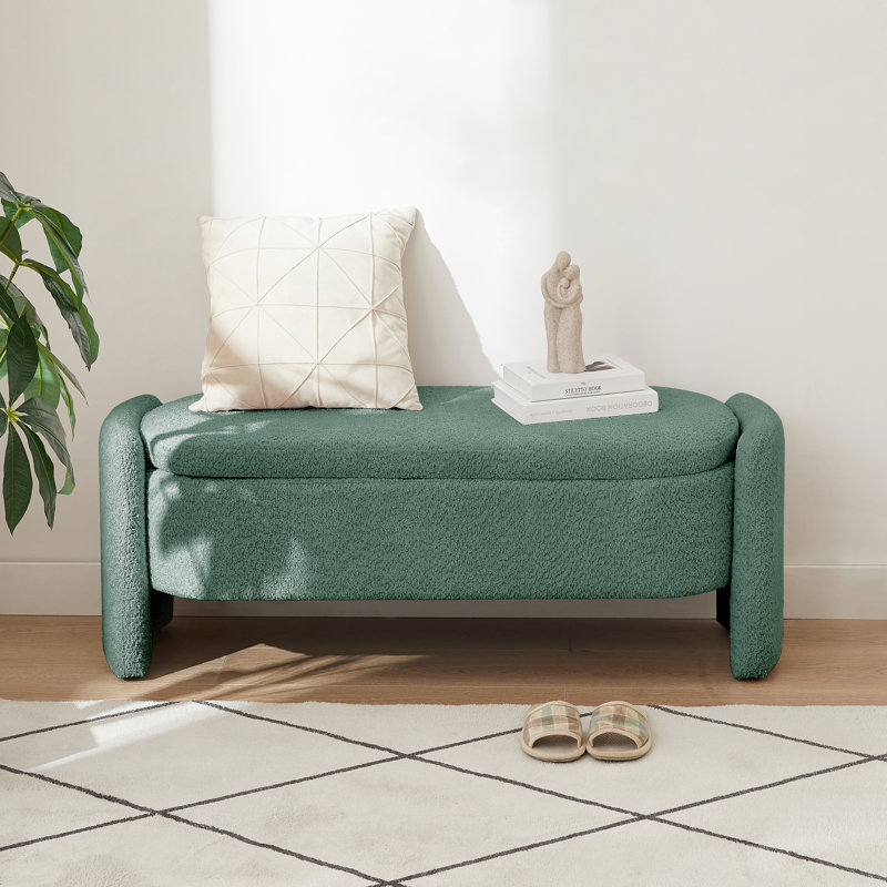 Repose-pieds rembourré avec rangement Rous, Polyester vert