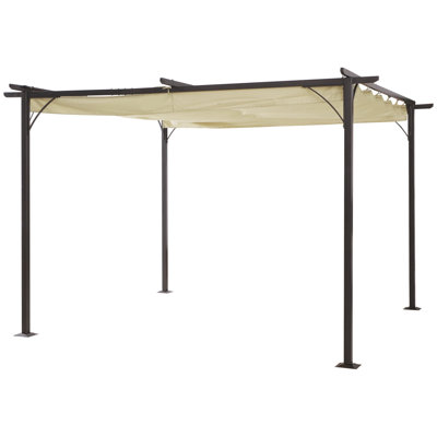 Auvent rétractable pour pergola 11,5 pi x 11,5 pi, abri de patio en métal pour la cour arrière, le porche, le jardin, l'abri de jardin