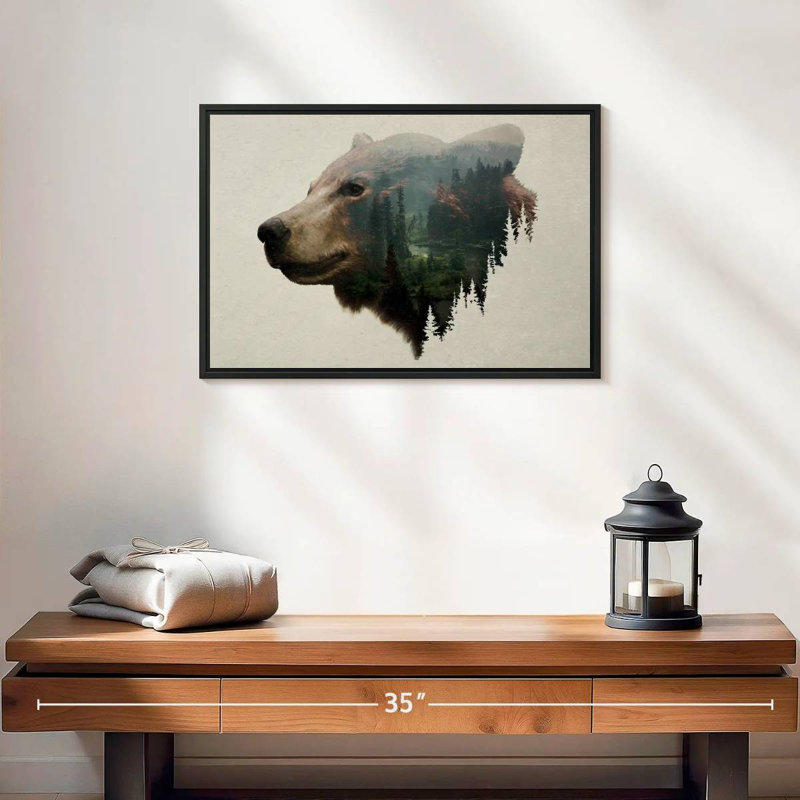 Ours noir du nord-ouest du Pacifique, 19 po x 13 po, Cadre flottant noir