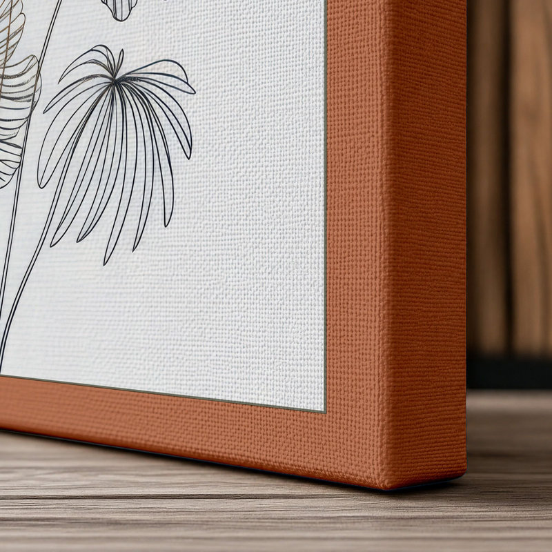 Study in Gold Botanical 1 Piece Wrapped Canvas Wall Art, 30x20 - 76.2 x 50.8 cm, Terracotta Border