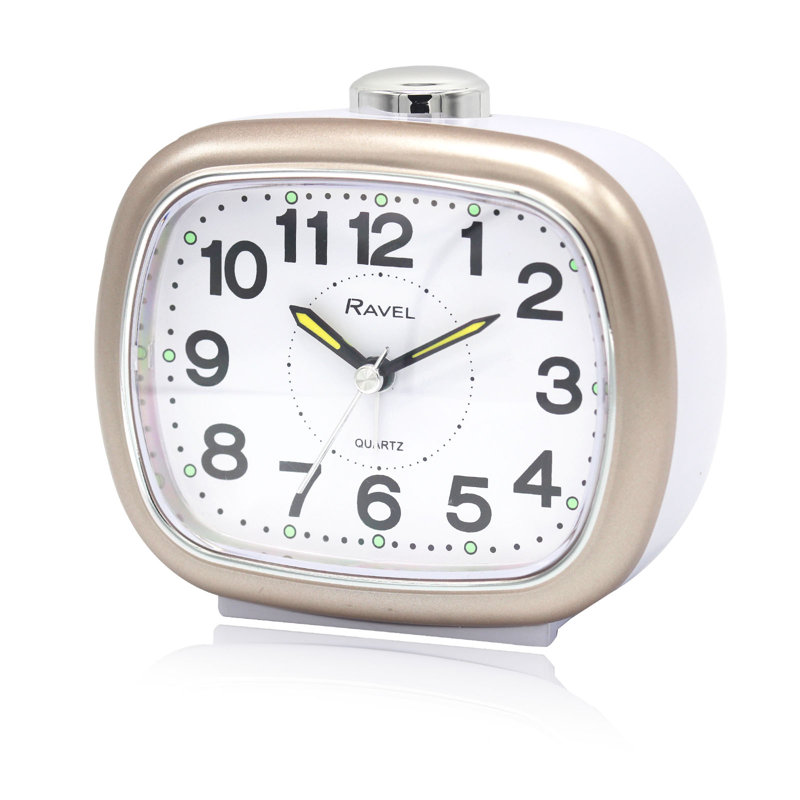 Quartz movement / Crystal Alarm Tabletop Clock, White/Champagne