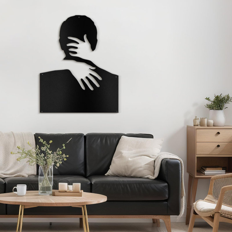 Décoration murale en métal, H 18 po x l 18 po x P 0,05 po, Noir
