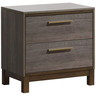 2 Bedroom Nightstand With Two-Tone Antique Gray And Metal Rails Furniture In Center Guides