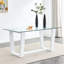 Table de salle à manger rectangulaire moderne avec plateau en verre trempé et support élégant en panneau de fibres à densité moyenne pour diverses pièces