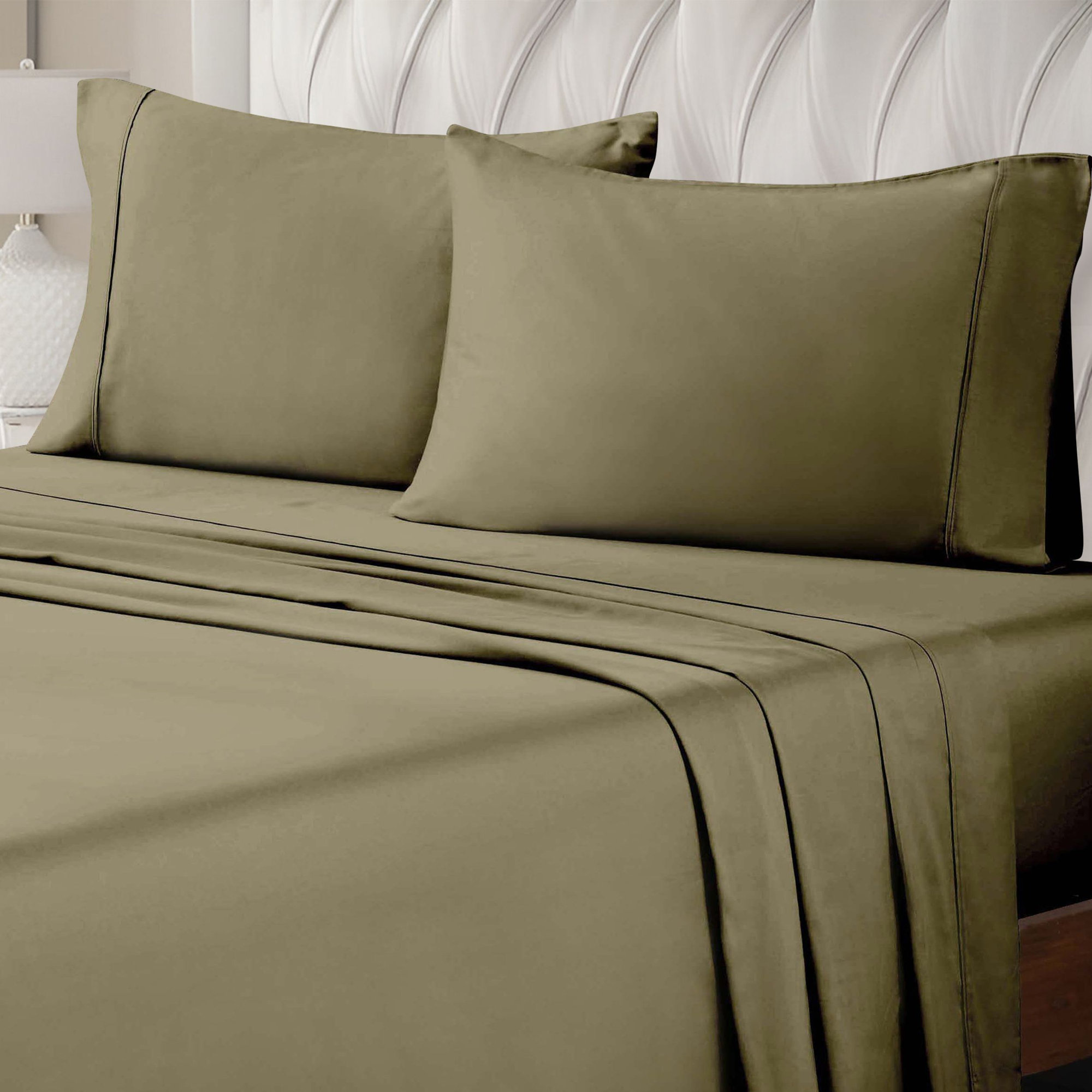 Cassius Egyptian-Quality Cotton 400 Thread Count Solid Luxury Pillowcase, Standard, Sage