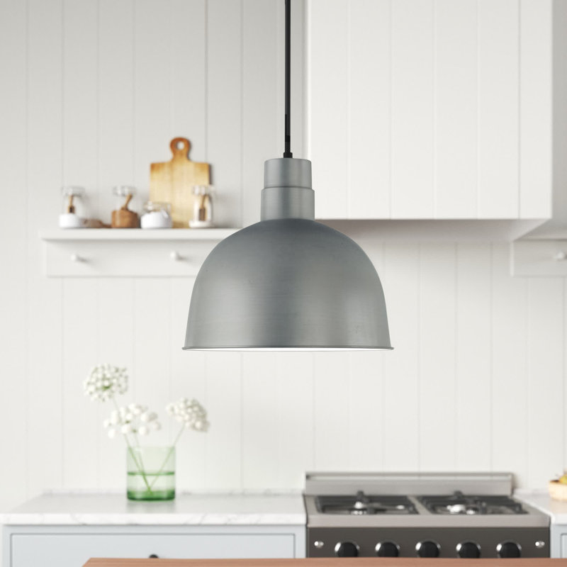 Luminaire suspendu en forme de dôme à 1 lumière Helena, Galvanisé, H 11 po x l 10 po x P 10 po