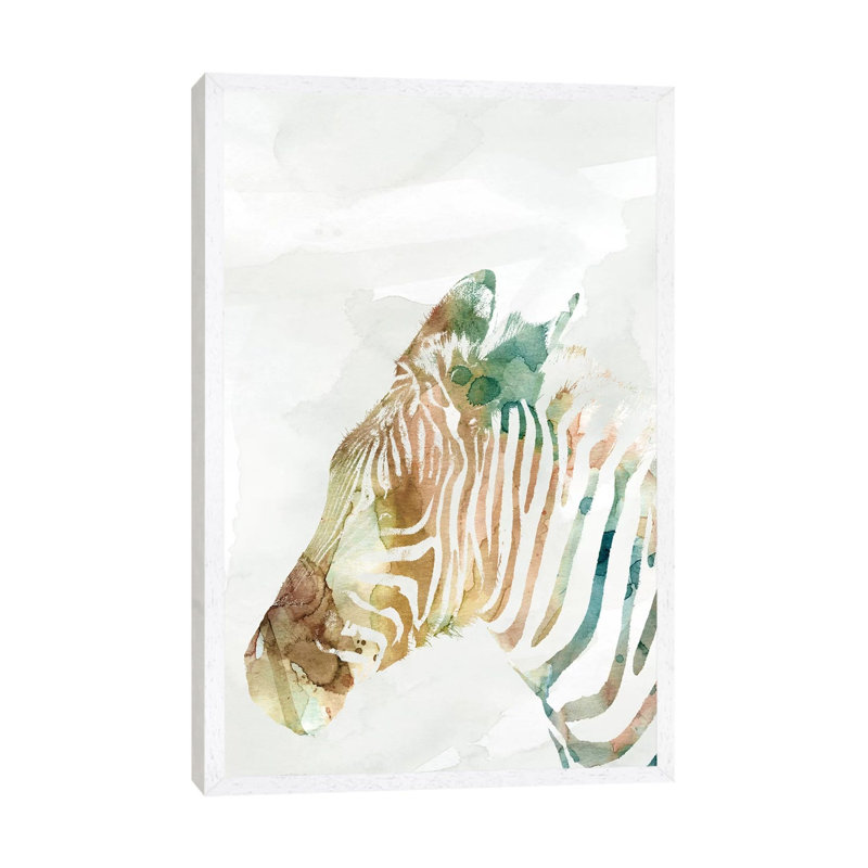 African Colours Zebra by Carol Robinson - Print on Canvas, 66.04 cm H x 45.72 cm W, White Framed