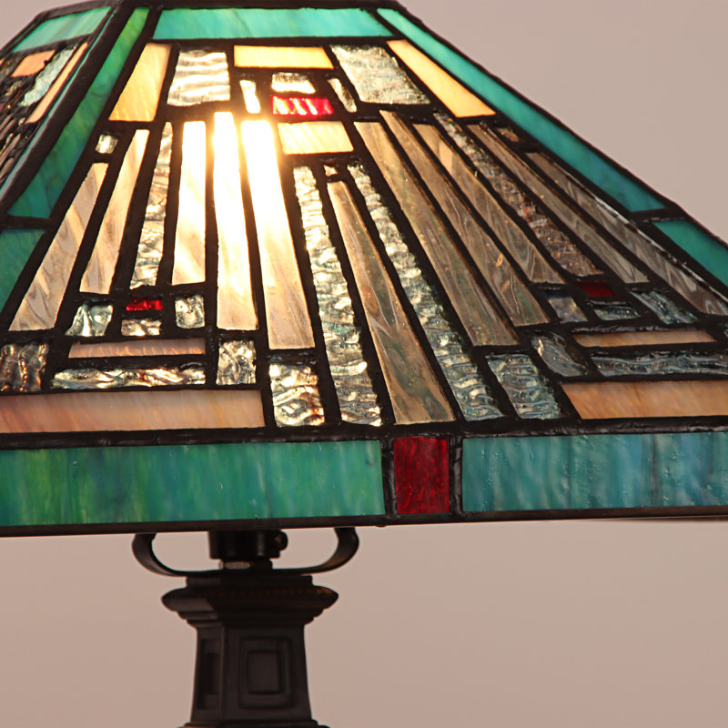 Lampe de table en bronze noirâtre de style Tiffany Alieza Mission 12 po de large