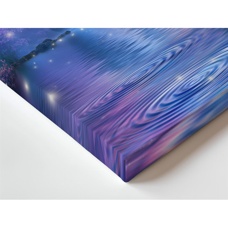 Toile «A Vibrant Ethereal Waterfall Cascades Down Smooth Iridescent Rocks», art mural par Lush Pink, H 30 po x l 40 po