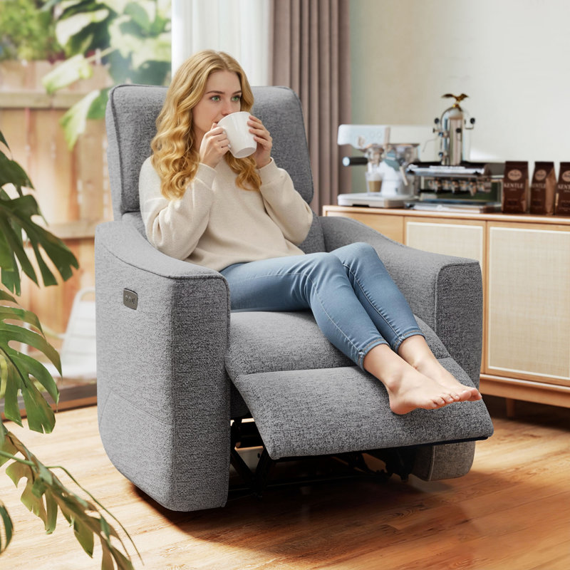 Fauteuil inclinable électrique, fauteuil inclinable rembourré avec ports USB, Gris foncé