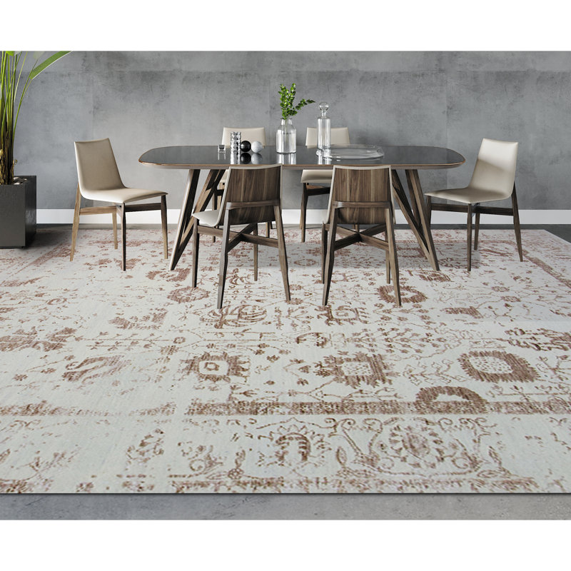 Oriental Area Rug in Gold, Rectangle 9' x 12'