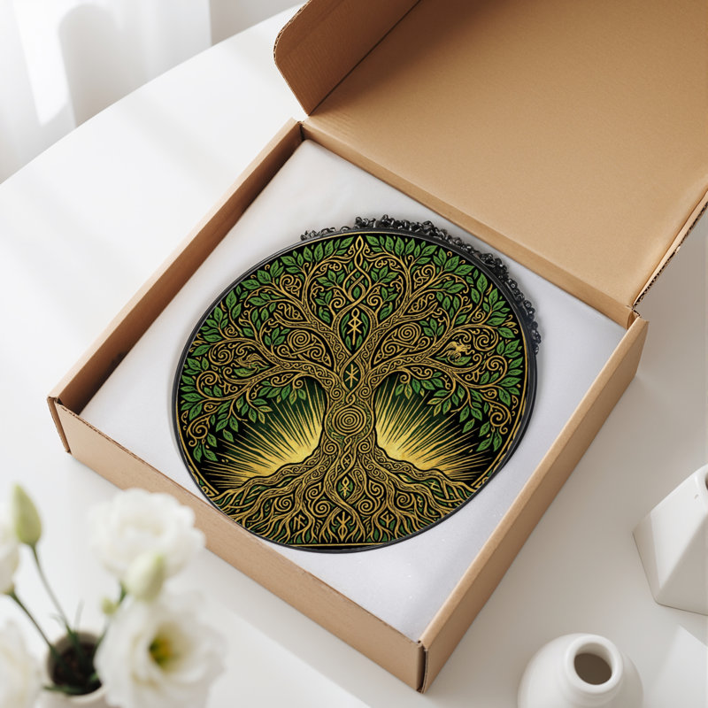 Panneau de vitrail 12 "H Tree Of Life, H 12 po x l 12 po