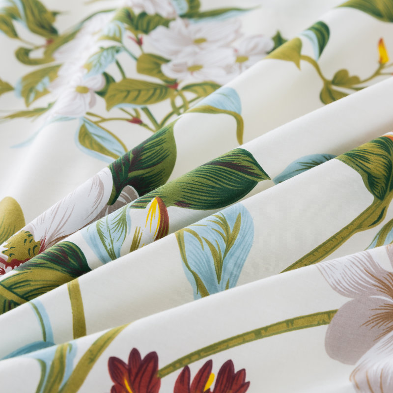 Farmhouse / Country Sateen Floral Duvet Cover, Queen Duvet Cover + 2 Shams