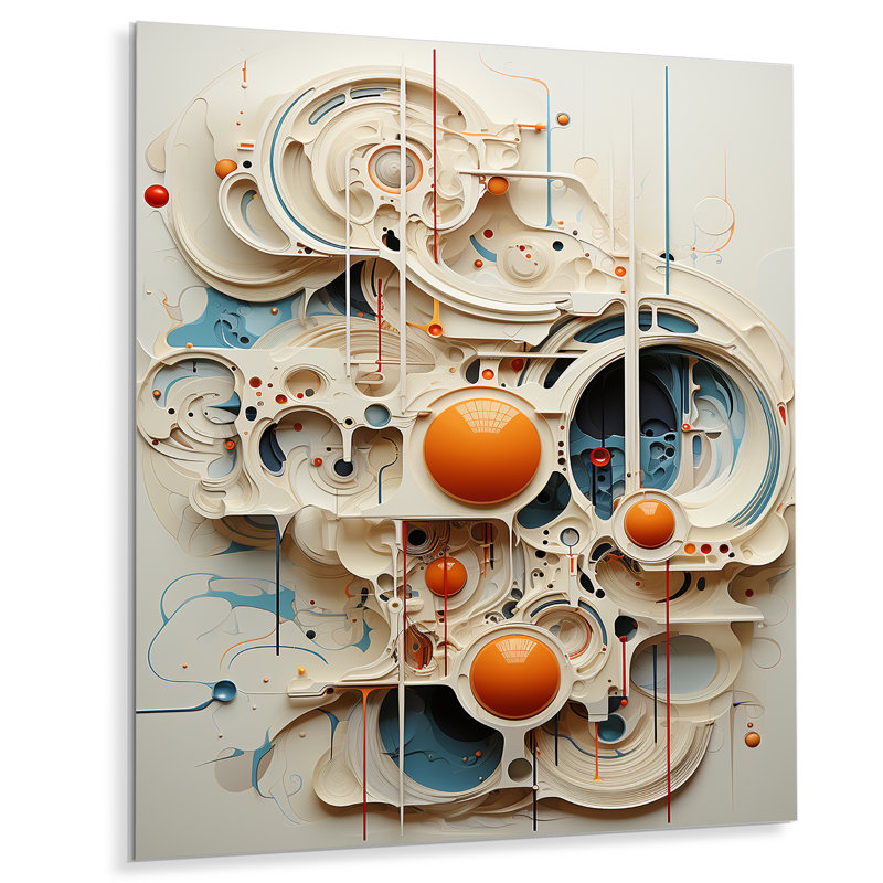 «Intricate Abstraction Beige Shapes II», art mural abstrait en métal, H 20 po x l 12 po x P 1 po