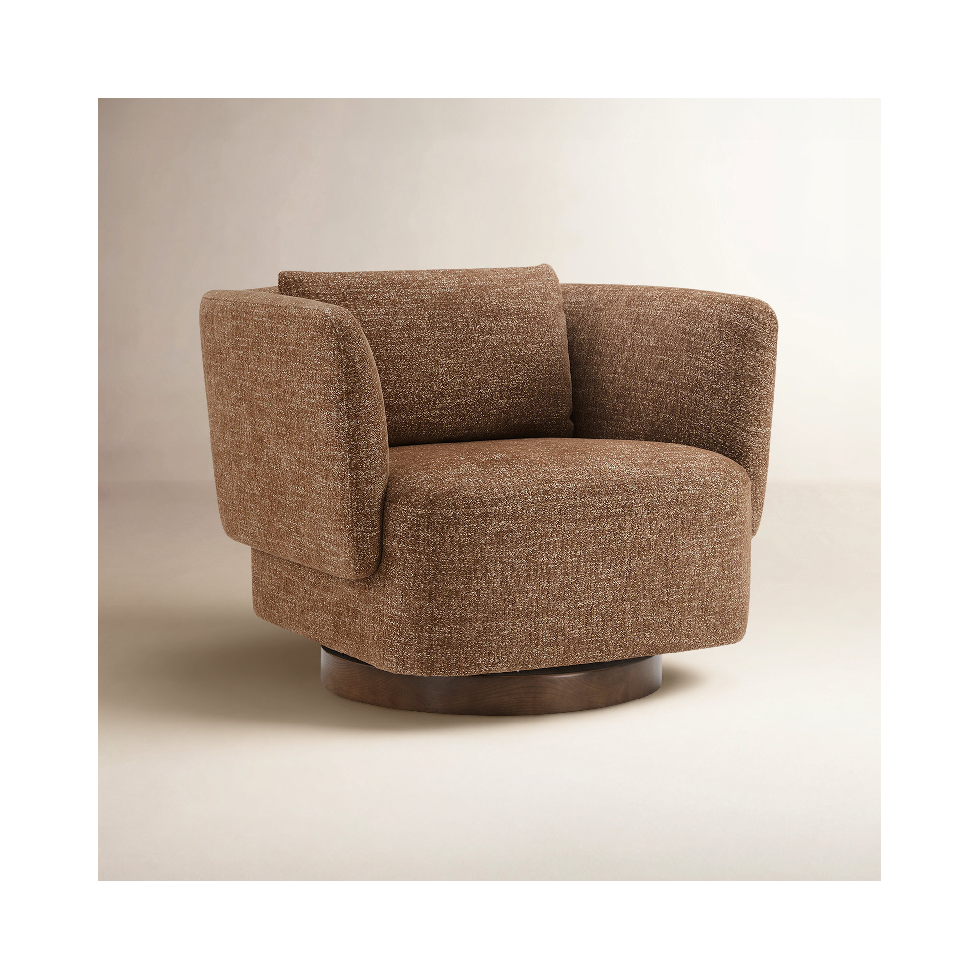 Morello Upholstered Swivel Armchair, Magonia Camel Tweed