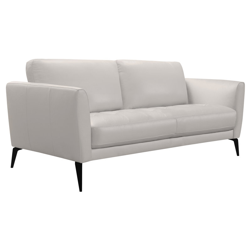 Canapé à accoudoirs arrondis en cuir véritable 80,25 po Rangins
