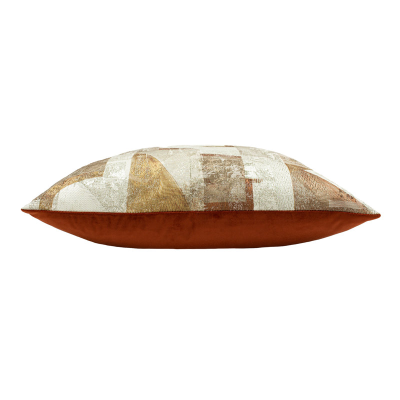 Geometric Square Cushion, Sunstone/Terracotta, Polyester