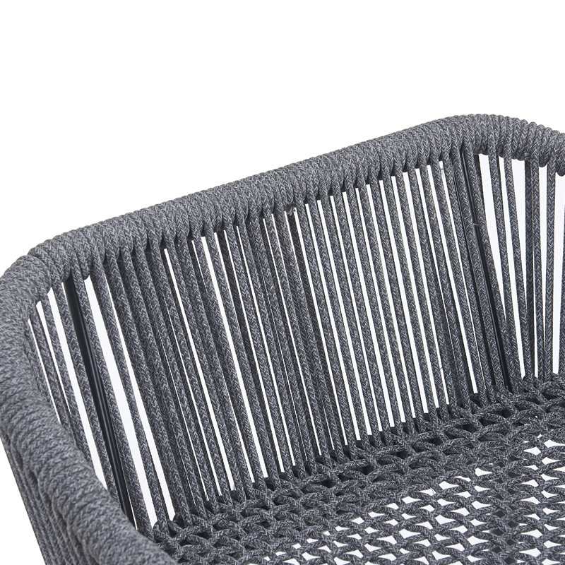 Carrianna Patio Rope Woven Barstool, Dark Gray