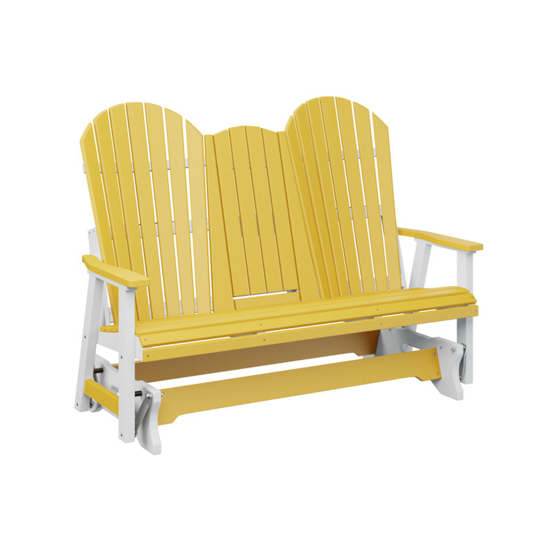 Berlin Gardens Comfo Back Premium 5′ Three Seat Glider With Console, Sunburst Yellow/White