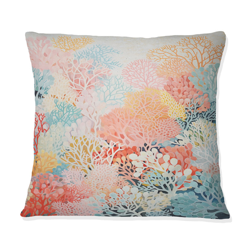 Coral Reef Barrier Expression - Coastal Coral Under Water Printed Throw Pillow