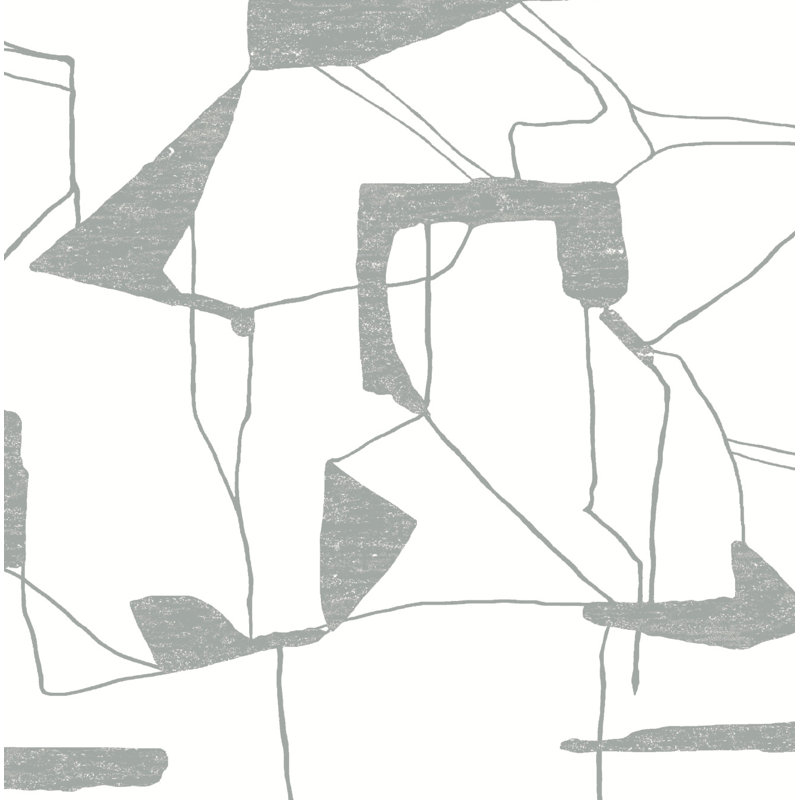 26.9' L x 27" W Wallpaper Roll, White/Gray