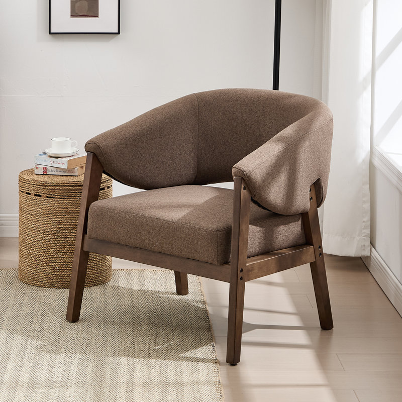 Chaise d'appoint Modern Farmhouse - Pieds en bois massif avec pieds réglables - Coussin épais de 5,5 po et accoudoirs intégrés - Siège d'une largeur de 22,5 po