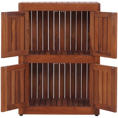 Sula Two-Level Teak Tower Floor Cabinet