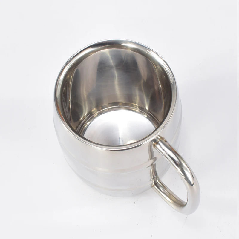 Double-Layer Stainless Steel Insulated Beer Mug with Handle