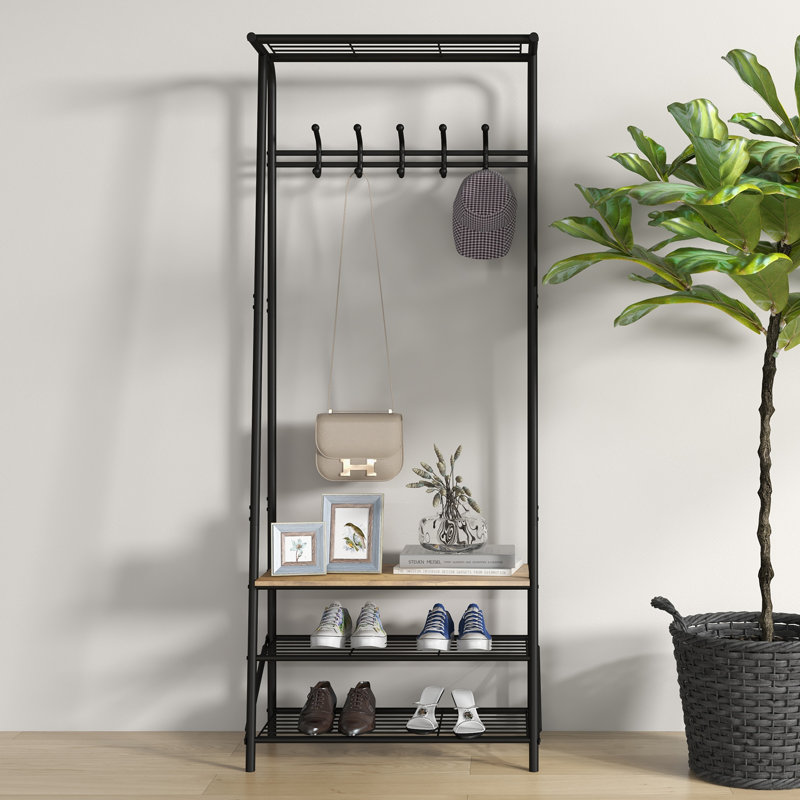 Hall Trees Entryway Bench with Storage, Multifunctional Hallway Organizer, Accent Furniture with Metal Frame