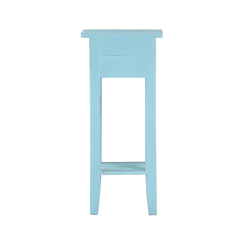 Bettie Solid Wood End Table with Storage, Beach Blue