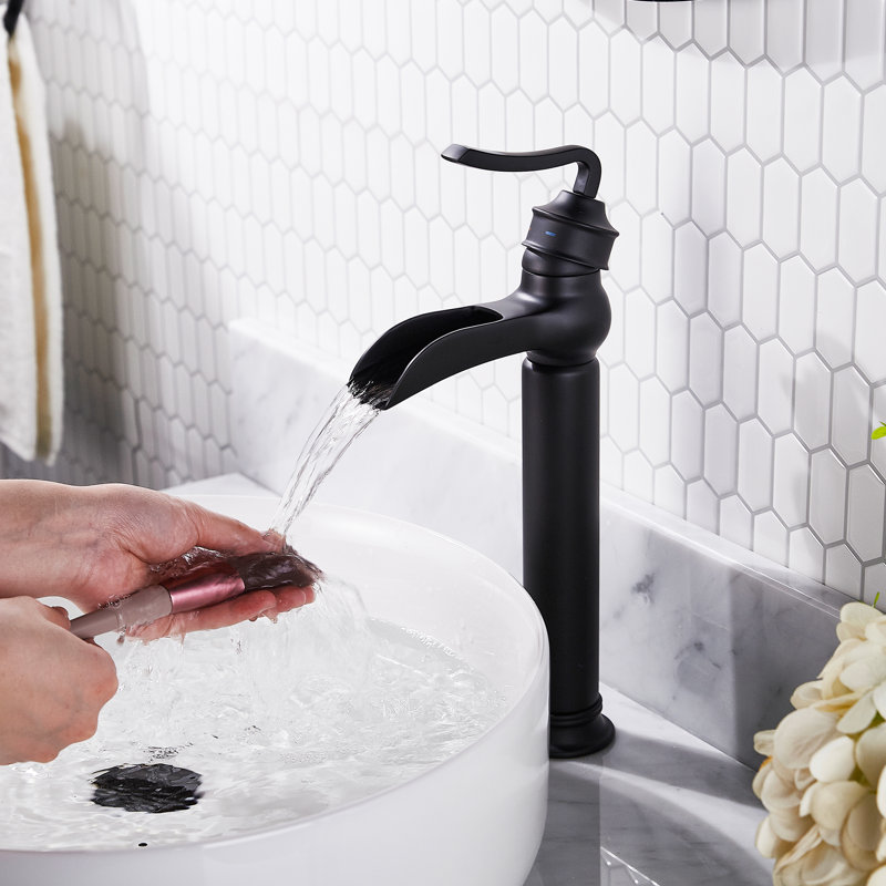 Waterfall Tap with Waste, Black