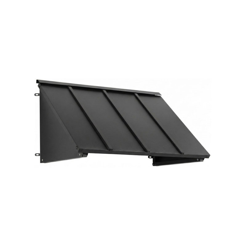 Awntech Houstonian Standing Seam Metal Fixed Awning with Closed Sides, Galvanized Steel, Black, 68" W x 24" H x 36" D
