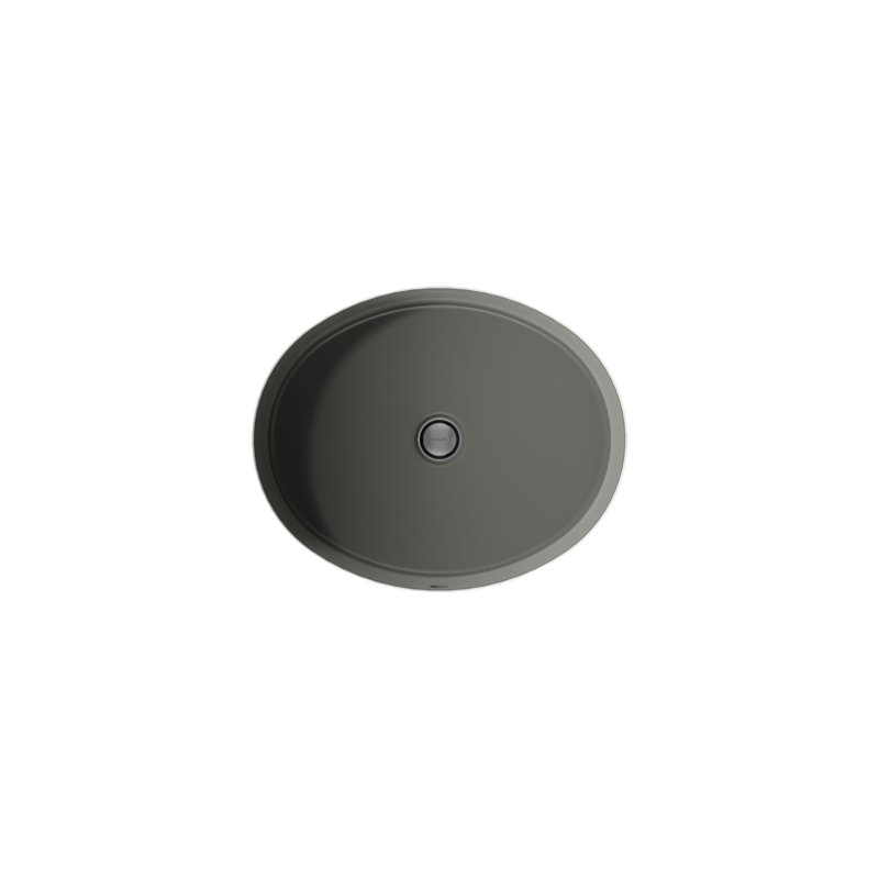 Verticyl Ceramic Oval Undermount Bathroom Sink with Overflow, Thunder Gray