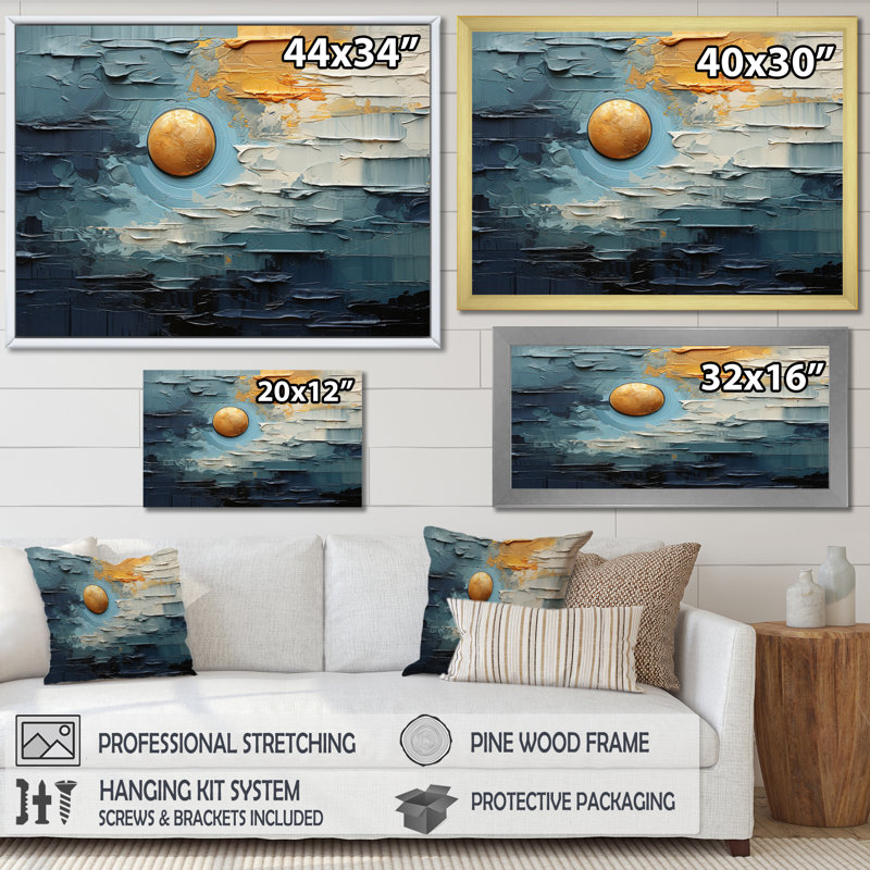 Abstracct Plutot Planet Collage - Pluto Wall Decor, H 16 po x l 32 po x P 1 po, Encadrement doré