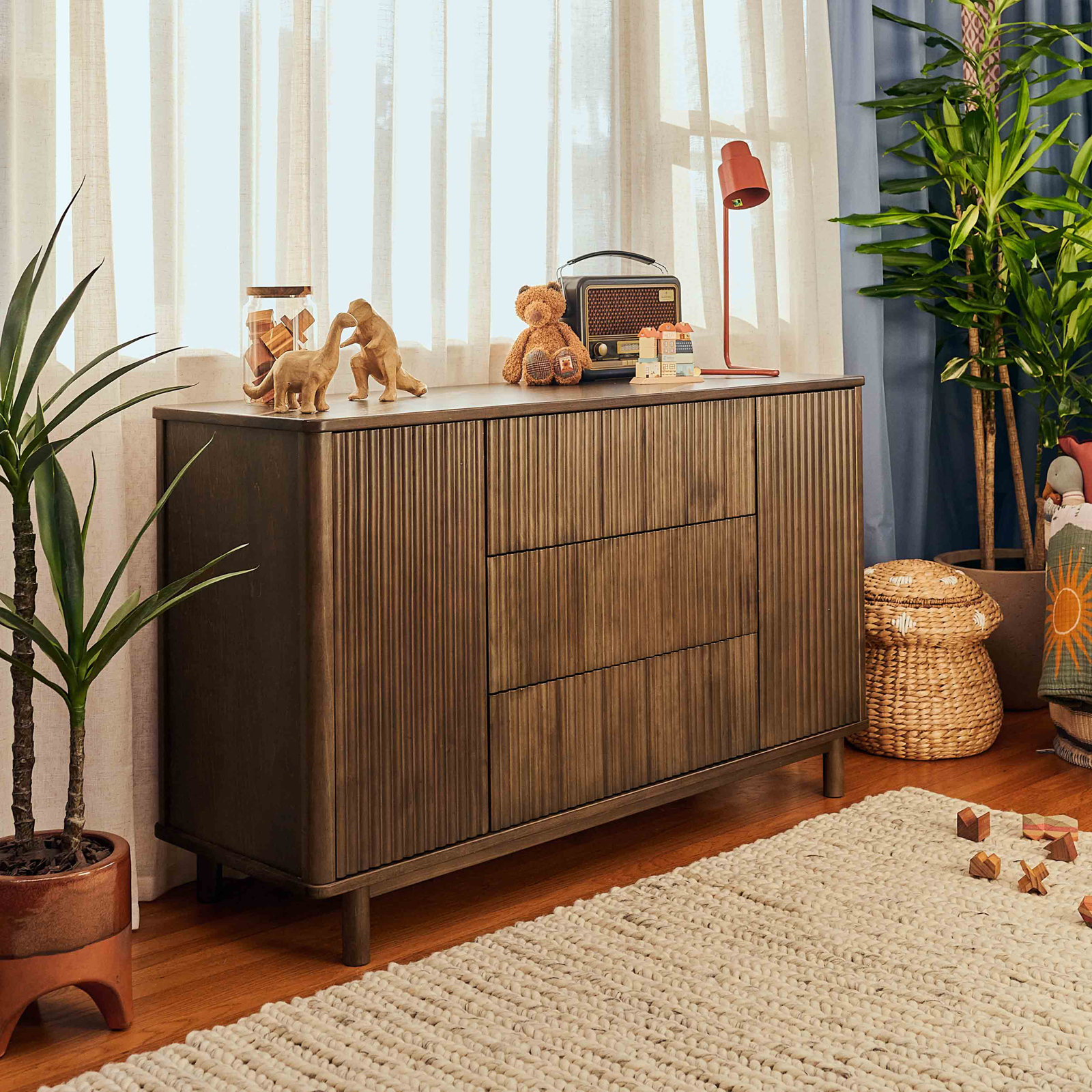 Pogo Tambour Dresser, Natural Walnut
