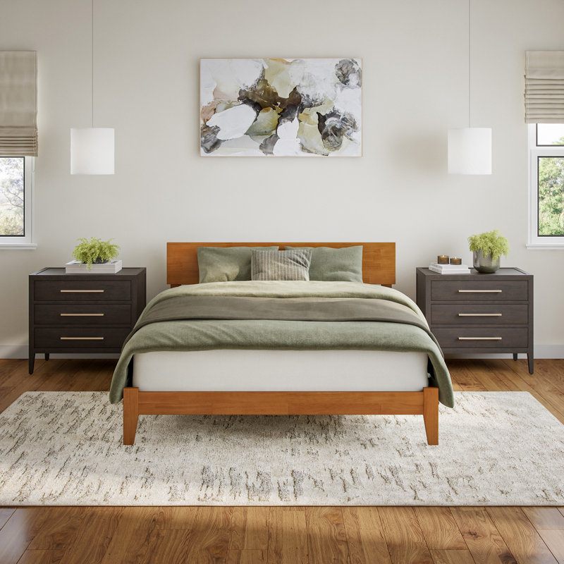 Lit plateforme en bois massif Orlando, Grand, Light Toffee