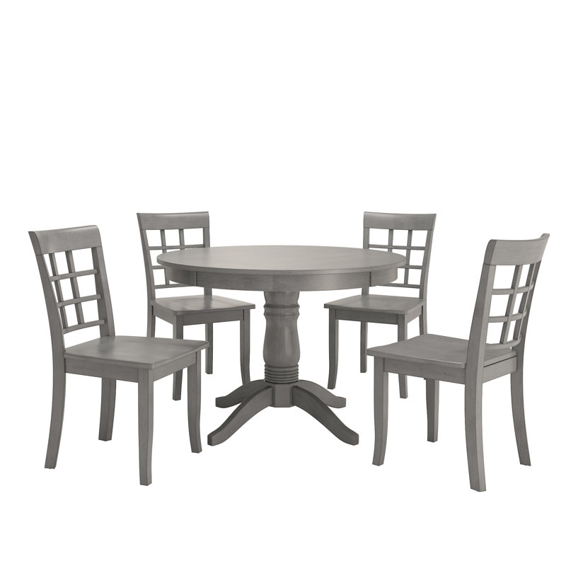 Alexa-Mae 6-Person Solid Wood Four-Leg Dining Set, Antique Gray