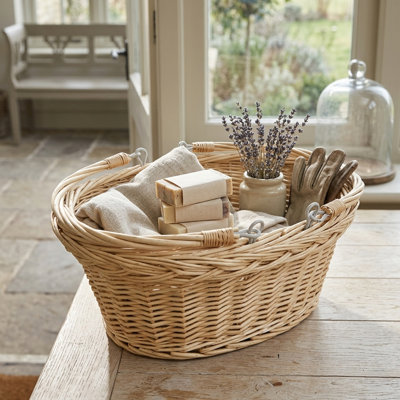 Panier ovale en osier brun 17,5 "Anne avec poignées de transport Anne