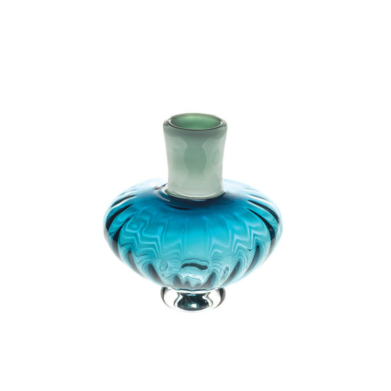 Unica Handmade Lead Crystal Table Vase, Blue