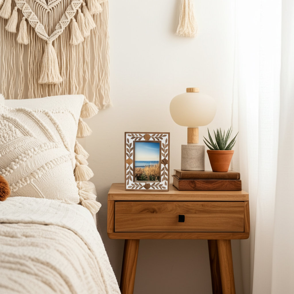 Amma Picture Frame, 4" x 6", Brown White