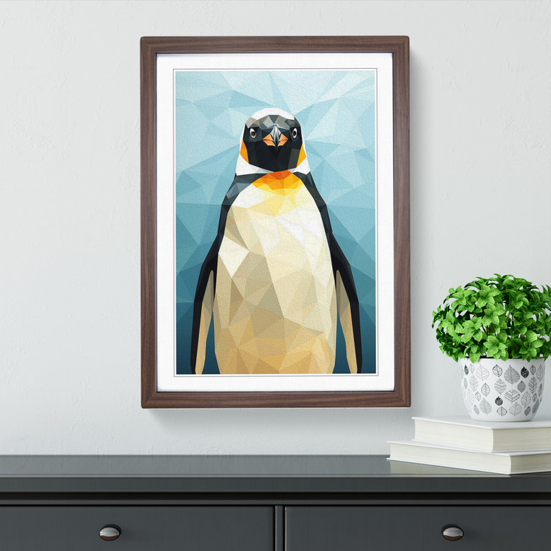 Penguin Geometric 1 Piece Single Picture Frame Wall Art, 34cm H x 25cm W, Walnut Framed