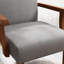 Ensemble de fauteuils d'appoint rembourrés 2 places en tissu contemporain gris ardoise avec table d'appoint ronde en bois-425177687