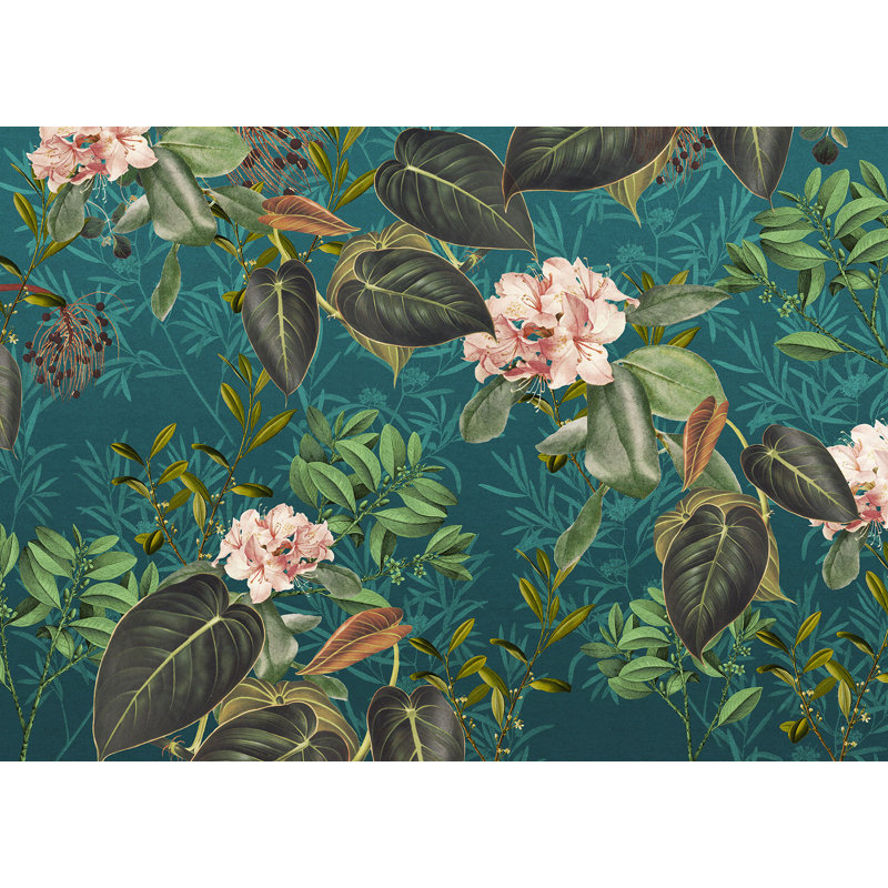 Panneau mural 7 panneaux L 8,2 pi x l 137,8 po Juta Teal Tropic