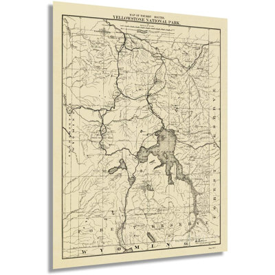 HISTORIX, affiche rétro de la carte du Parc national de Yellowstone 1900 - art rétro de 24 x 36 pouces, art mural de Yellowstone - Bureau des États-Unis du chef des ingénieurs (2 formats)